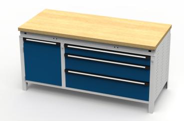 Breitfachschubladen-Werkbank Typ 440 1697x750x850 mm LxTxH mit 3 Schubladen 1 Schank